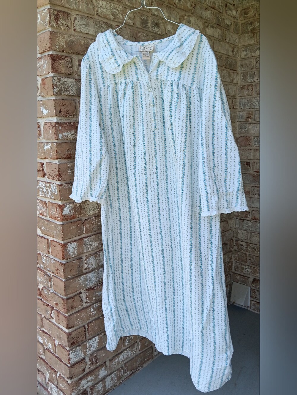 Vintage Cotton Floral Striped Nightgown